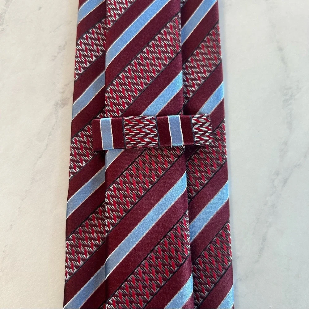 Ermenegildo Zegna Burgundy and Blue Striped Tie